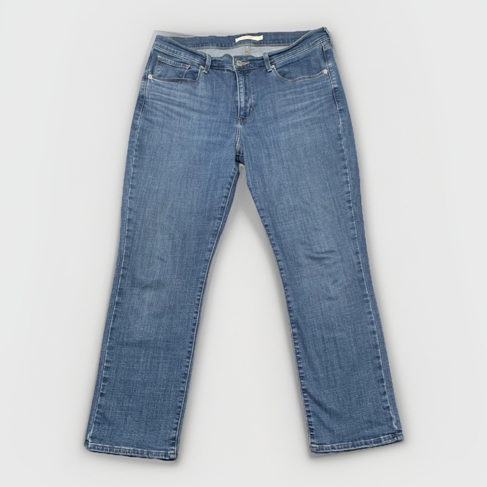 Women's Levis Classic Straight Size 31 Blue Denim Jeans Outside Stretch 34x27